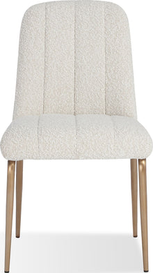 Apollo Upholstered Dining Chair in Ricotta Boucle and Brushed Bronze Metal - View 6