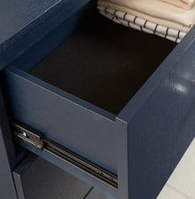 Mercer Five Drawer Chest in Navy Blue and Burnished Brass - View 2