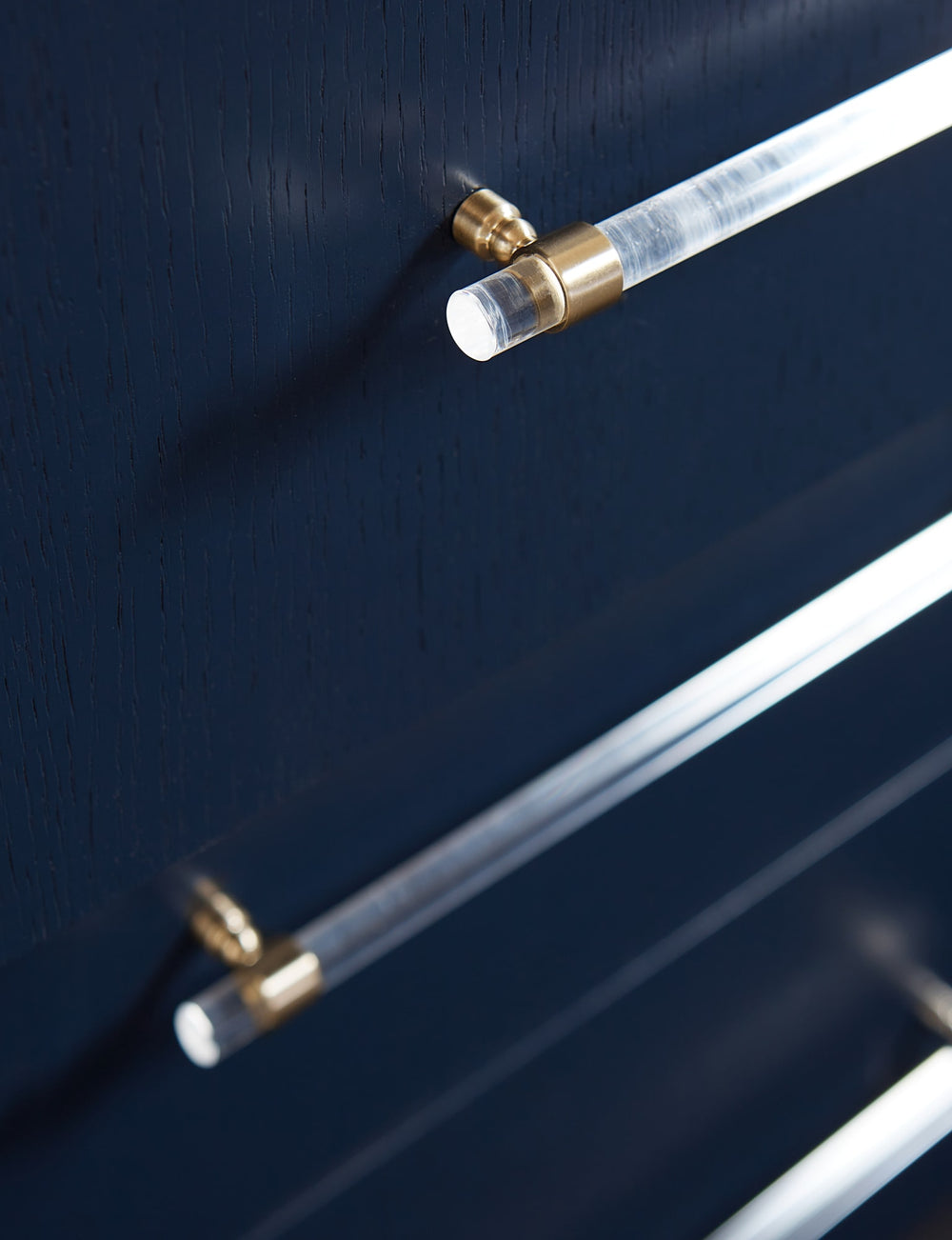 Mercer Five Drawer Chest in Navy Blue and Burnished Brass - View 3