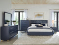 Mercer Five Drawer Chest in Navy Blue and Burnished Brass