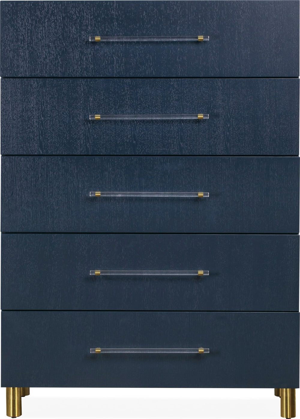 Mercer Five Drawer Chest in Navy Blue and Burnished Brass - View 5