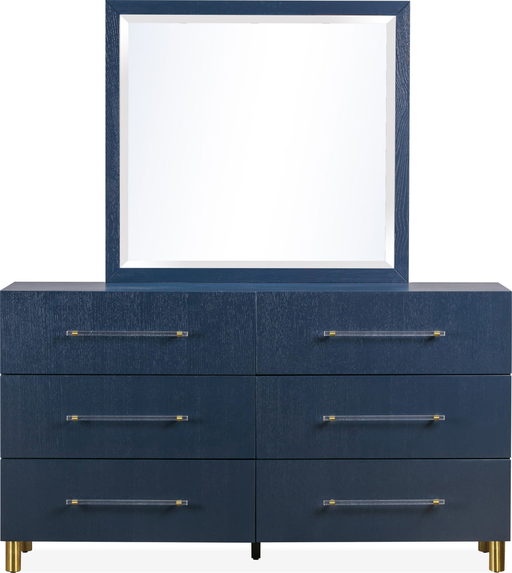 Mercer Six Drawer Dresser in Navy Blue and Burnished Brass - View 7