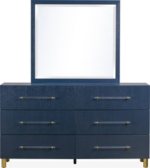 Mercer Six Drawer Dresser in Navy Blue and Burnished Brass - View 7