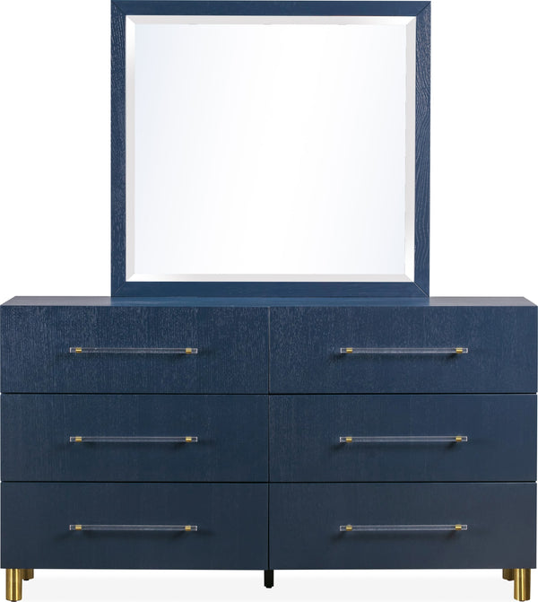 Mercer Six Drawer Dresser in Navy Blue and Burnished Brass alternate view