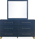 Mercer Six Drawer Dresser in Navy Blue and Burnished Brass