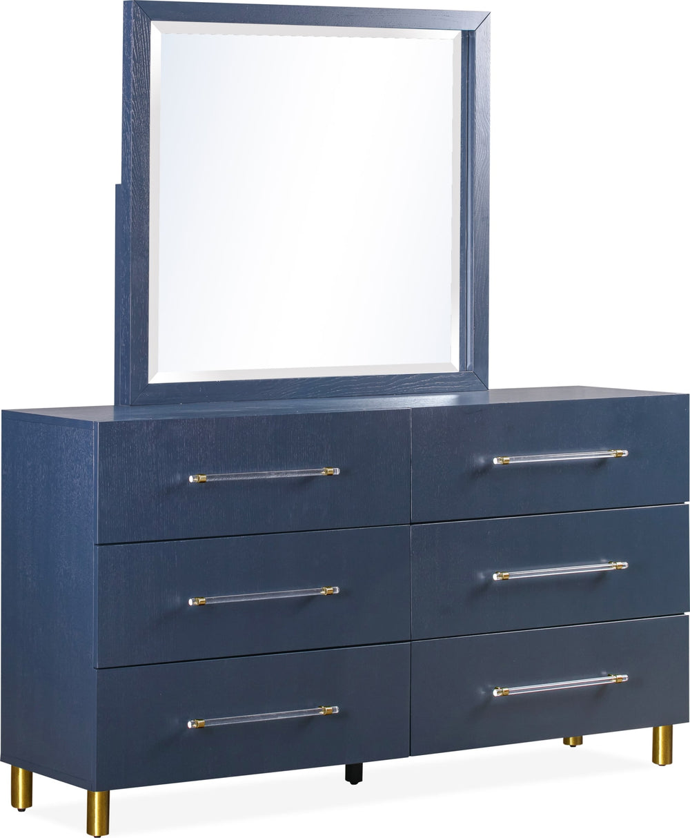 Mercer Six Drawer Dresser in Navy Blue and Burnished Brass - View 8