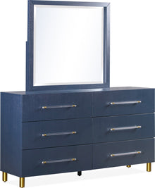 Mercer Six Drawer Dresser in Navy Blue and Burnished Brass - View 8