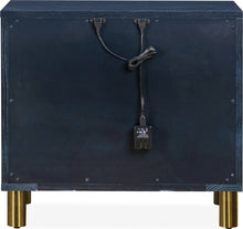 Mercer Two Drawer USB Charging Nightstand in Navy Blue and Burnished Brass - View 2