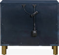 Mercer Two Drawer USB Charging Nightstand in Navy Blue and Burnished Brass