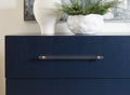 Mercer Two Drawer USB Charging Nightstand in Navy Blue and Burnished Brass