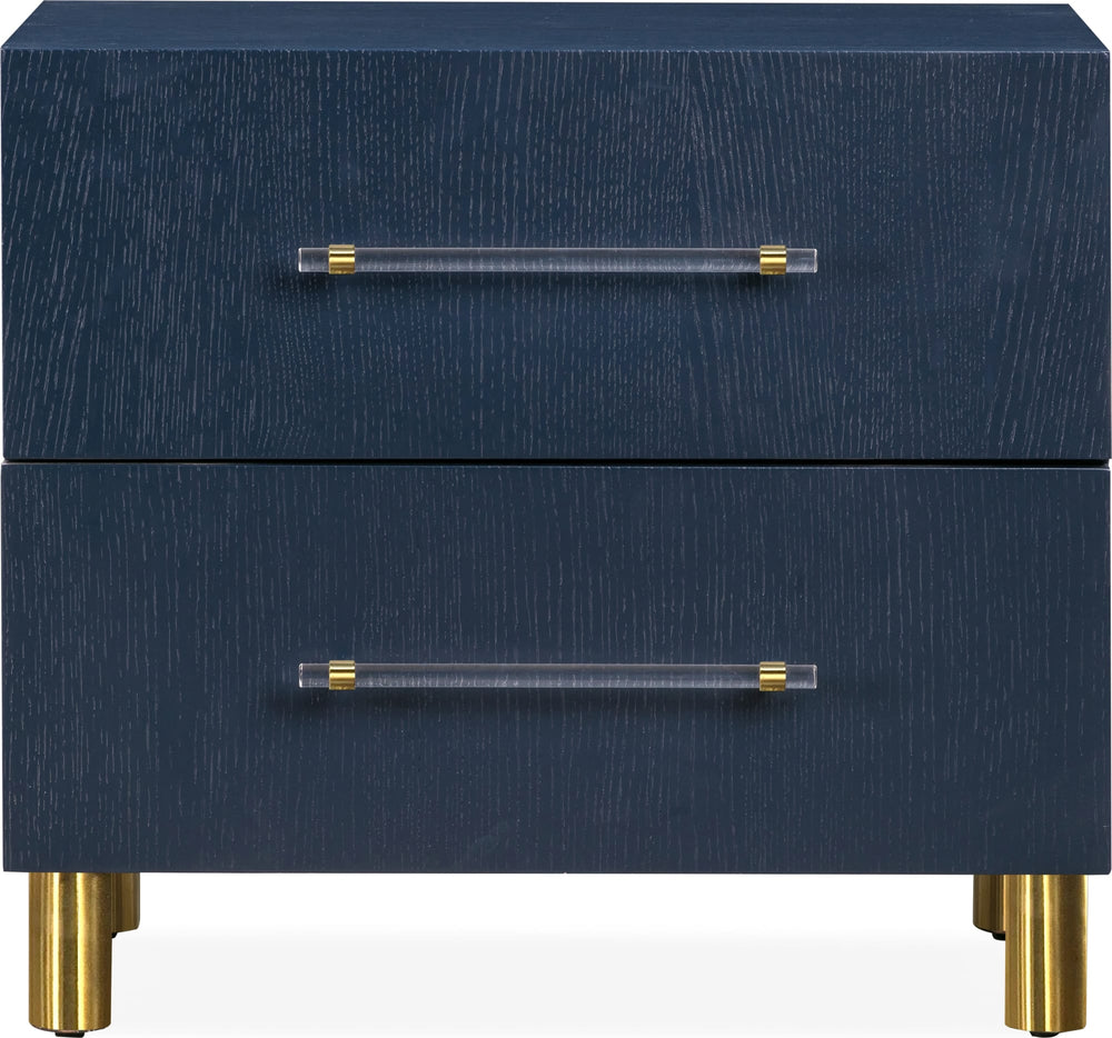 Mercer Two Drawer USB Charging Nightstand in Navy Blue and Burnished Brass - View 6