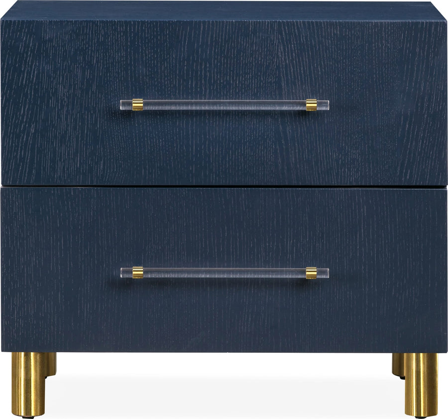 Mercer Two Drawer USB Charging Nightstand in Navy Blue and Burnished Brass - View 6