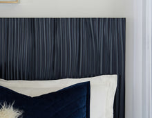 Mercer Wave-Patterned Bed in Navy Blue and Burnished Brass - View 2