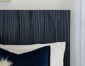 Mercer Wave-Patterned Bed in Navy Blue and Burnished Brass