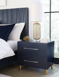 Mercer Wave-Patterned Bed in Navy Blue and Burnished Brass