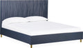 Mercer Wave-Patterned Bed in Navy Blue and Burnished Brass