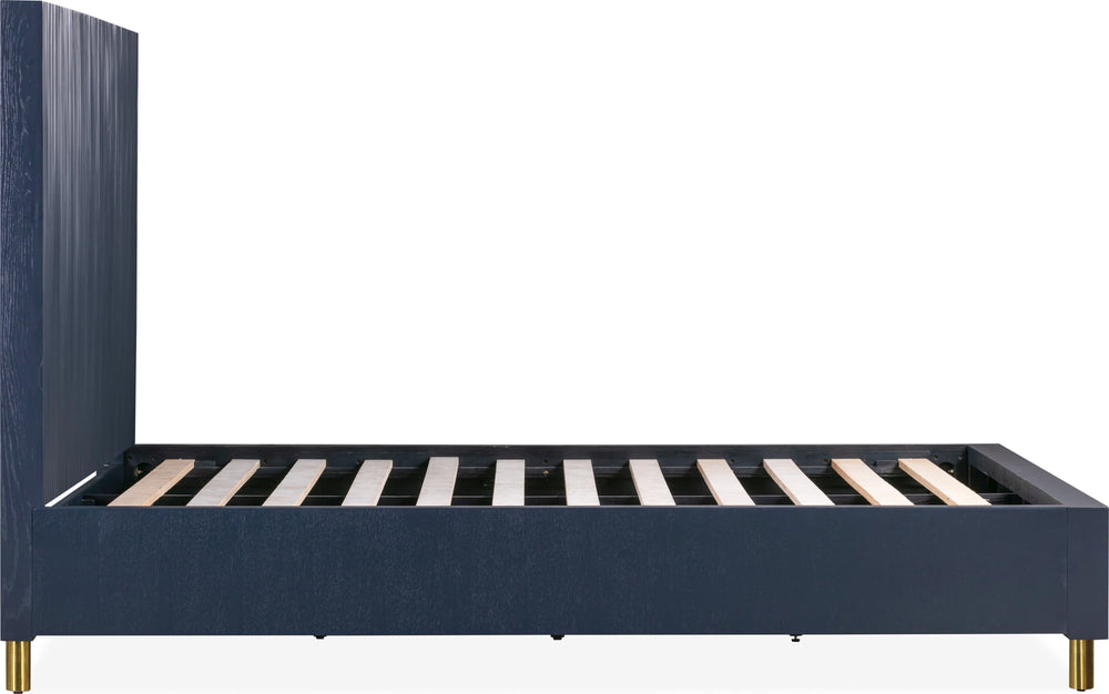 Mercer Wave-Patterned Bed in Navy Blue and Burnished Brass - View 8