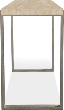 Marlowe Natural Travertine Console Table with Bronze Metal Base - View 7