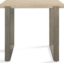 Marlowe Natural Travertine End Table with Bronze Metal Base - View 5