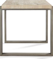 Marlowe Natural Travertine End Table with Bronze Metal Base - View 6