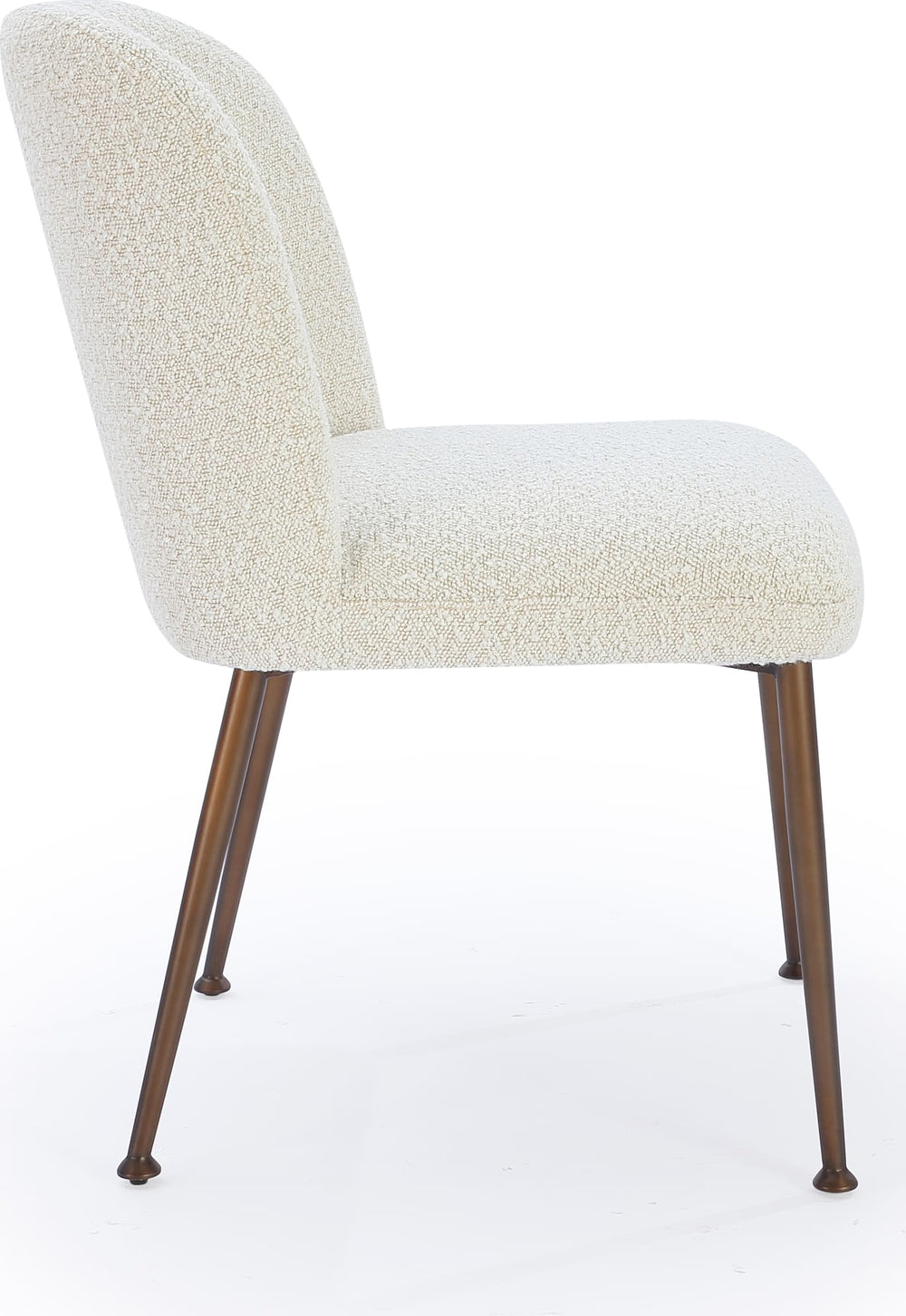 Avery Upholstered Dining Chair in Ricotta Boucle and Bronze Metal - View 4