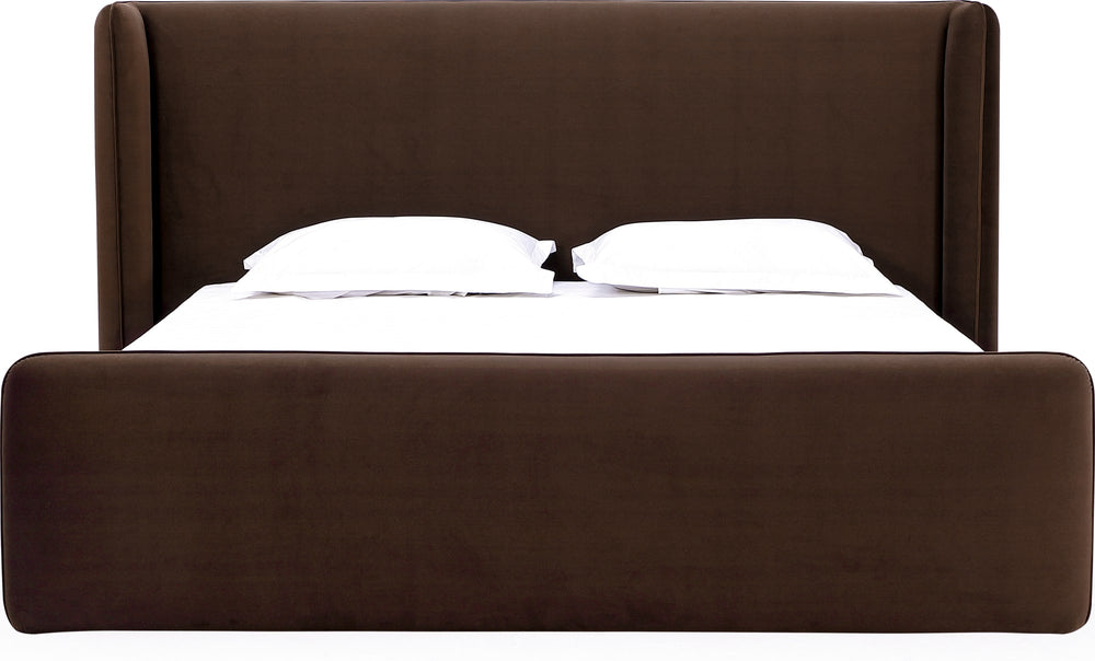 Bacall Velvet Upholstered Wingback Platform Bed in Cola (2026) - View 3