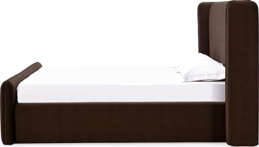 Bacall Velvet Upholstered Wingback Platform Bed in Cola (2026) - View 5