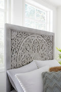 Coastal Chic Carved Platform Bed in Washed White