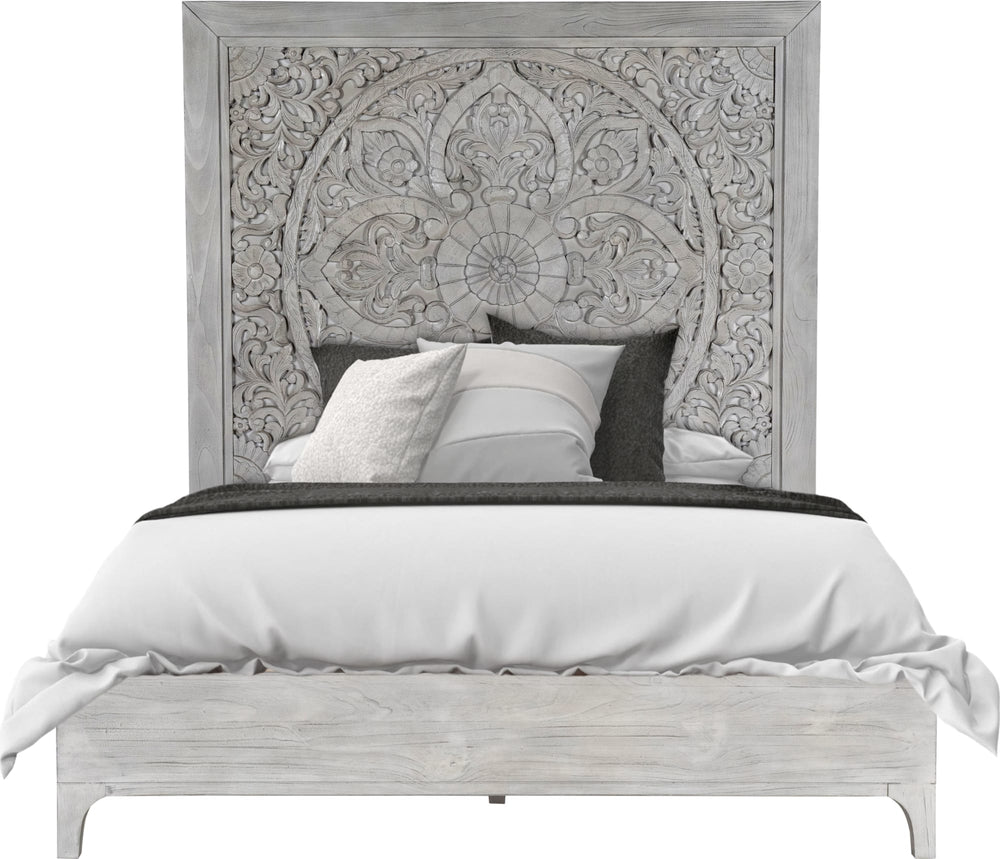 Coastal Chic Carved Platform Bed in Washed White - View 6