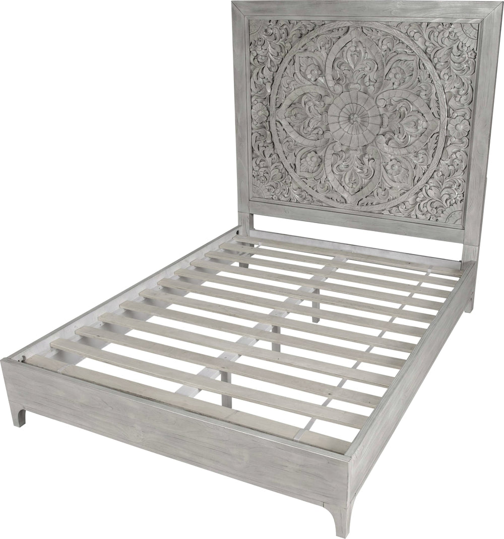 Coastal Chic Carved Platform Bed in Washed White - View 8