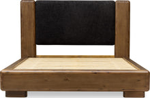 Bentley Chenille Upholstered Acacia Wood Platform Bed in Black and Impala - View 6