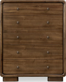 Bentley Five Drawer Acacia Wood Chest in Impala