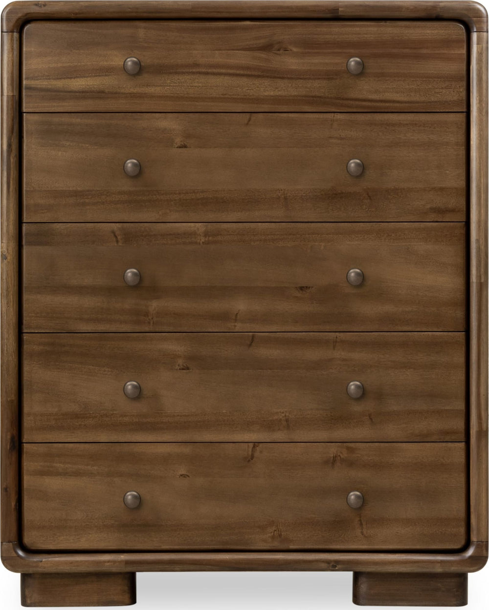 Bentley Five Drawer Acacia Wood Chest in Impala - View 2