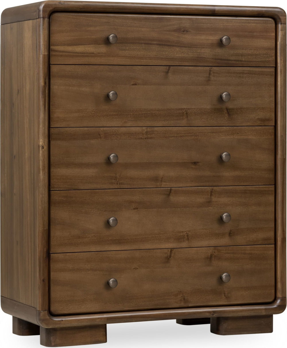 Bentley Five Drawer Acacia Wood Chest in Impala - View 3