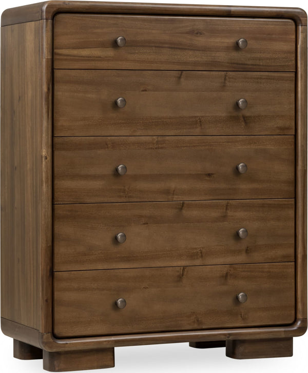 Bentley Five Drawer Acacia Wood Chest in Impala - View 3