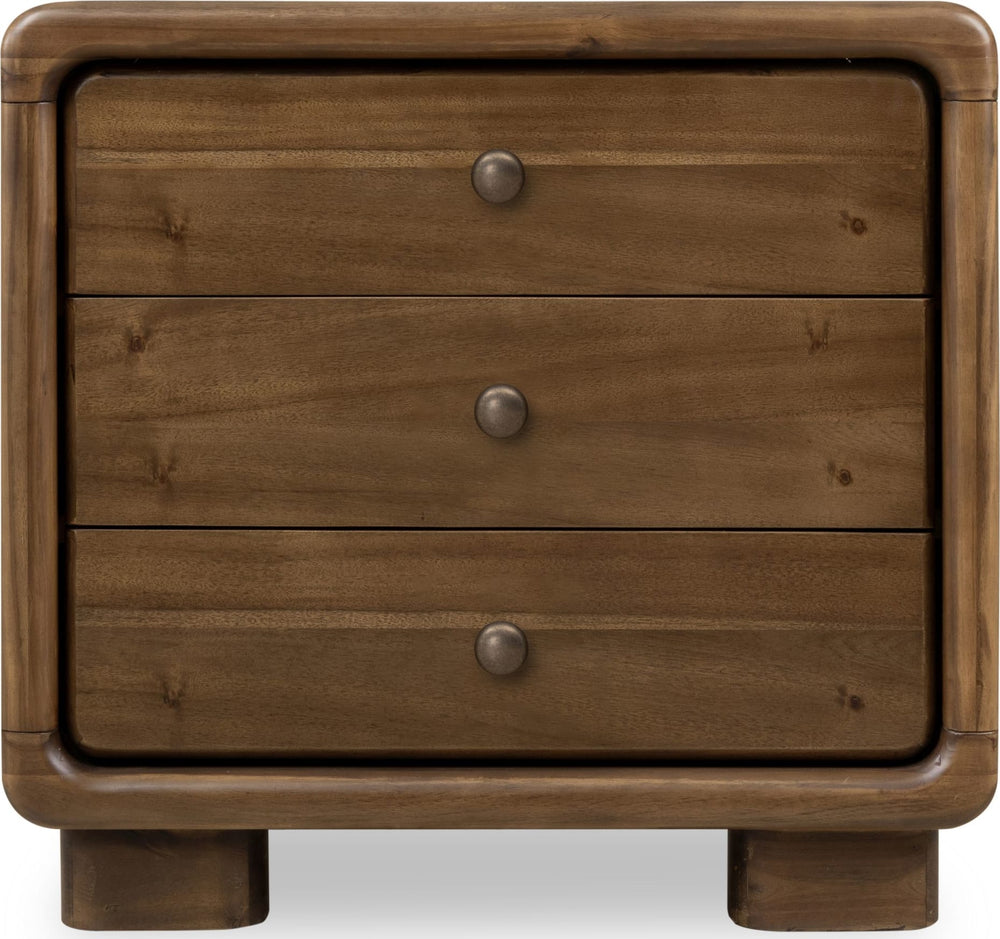 Bentley Three Drawer Acacia Wood Nightstand in Impala