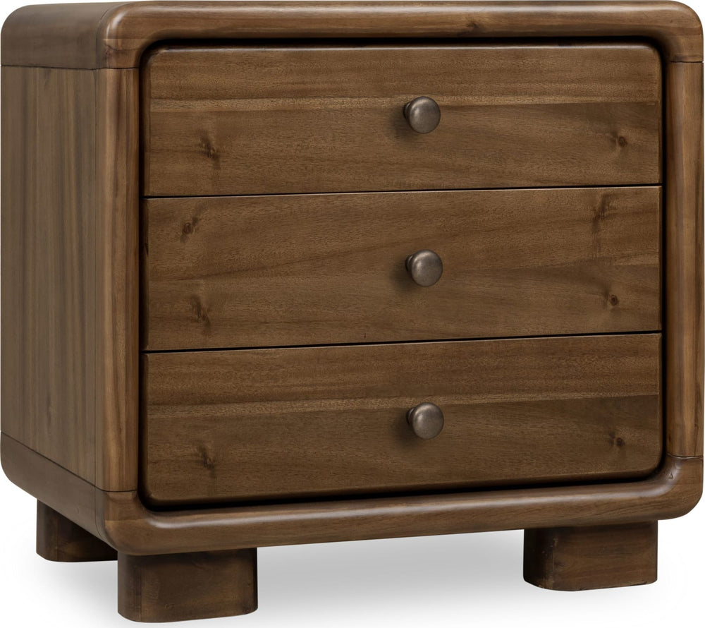 Bentley Three Drawer Acacia Wood Nightstand in Impala - View 3