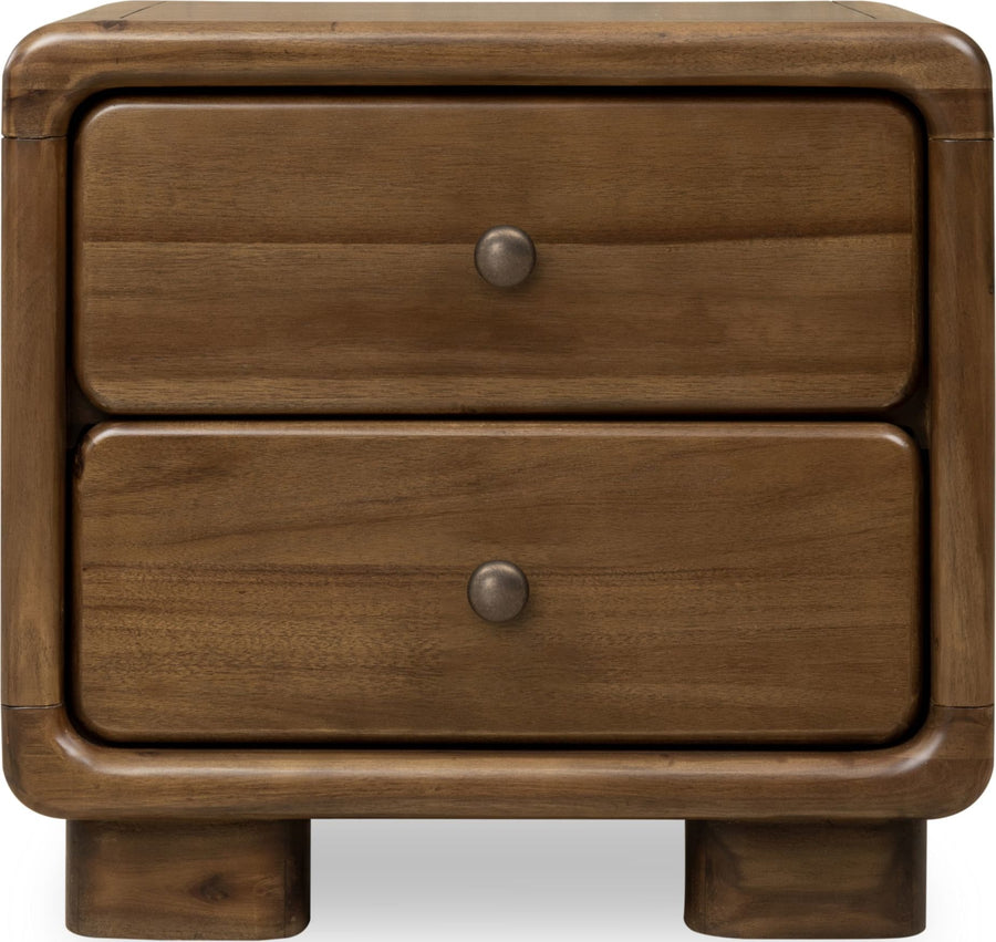 Bentley Two Drawer Acacia Wood Nightstand in Impala