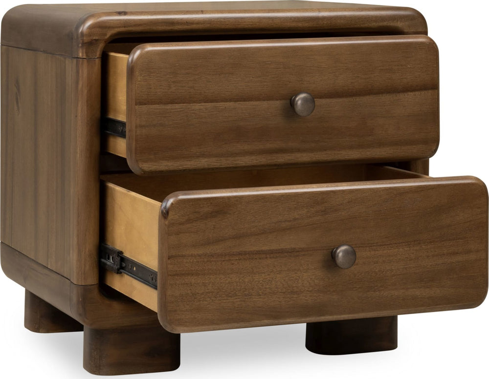 Bentley Two Drawer Acacia Wood Nightstand in Impala - View 4