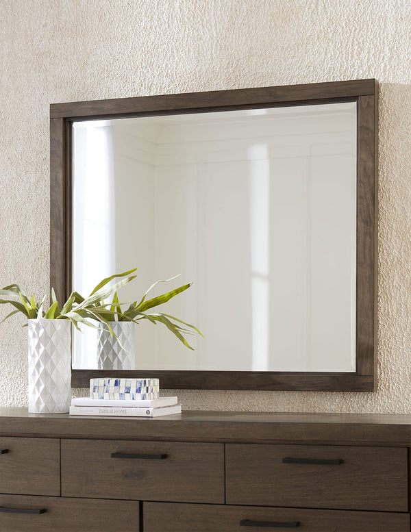 Beachwood Beveled Glass Landscape Mirror in Wild Oats Brown