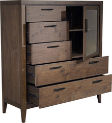 Beachwood Five Drawer One Door Walnut Sweater Chest in Wild Oats Brown - View 2