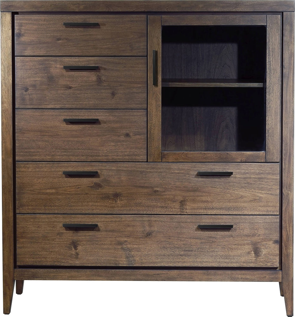 Beachwood Five Drawer One Door Walnut Sweater Chest in Wild Oats Brown - View 3