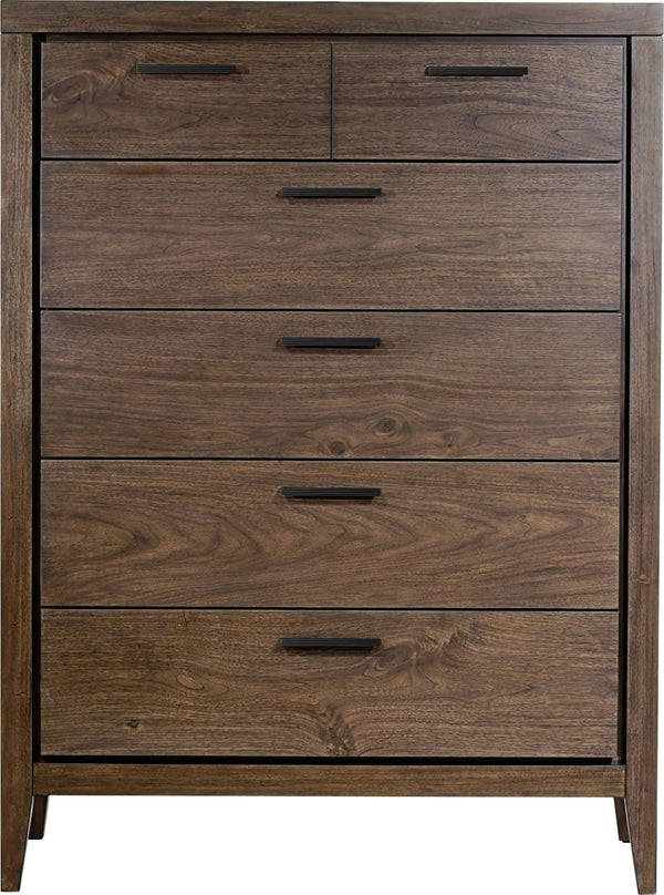 Beachwood Five Drawer Walnut Chest in Wild Oats Brown