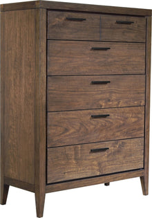 Beachwood Five Drawer Walnut Chest in Wild Oats Brown - View 3