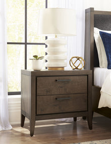 Beachwood Two Drawer USB Charging Nightstand in Wild Oats Brown