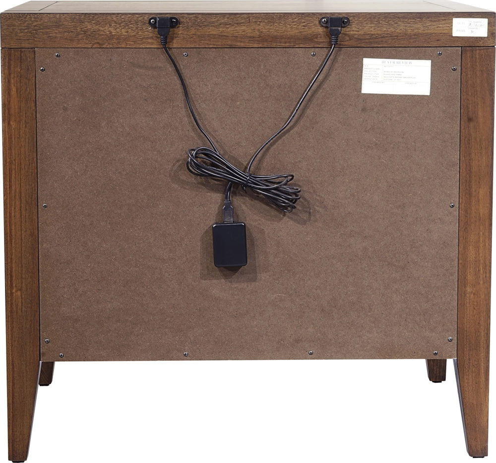 Beachwood Two Drawer USB Charging Nightstand in Wild Oats Brown - View 4