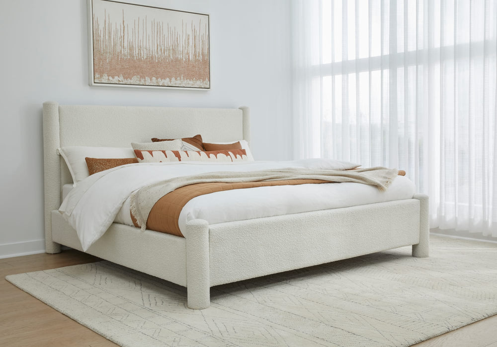 Burke Upholstered Platform Bed in Cottage Cheese Boucle (2026) - View 3