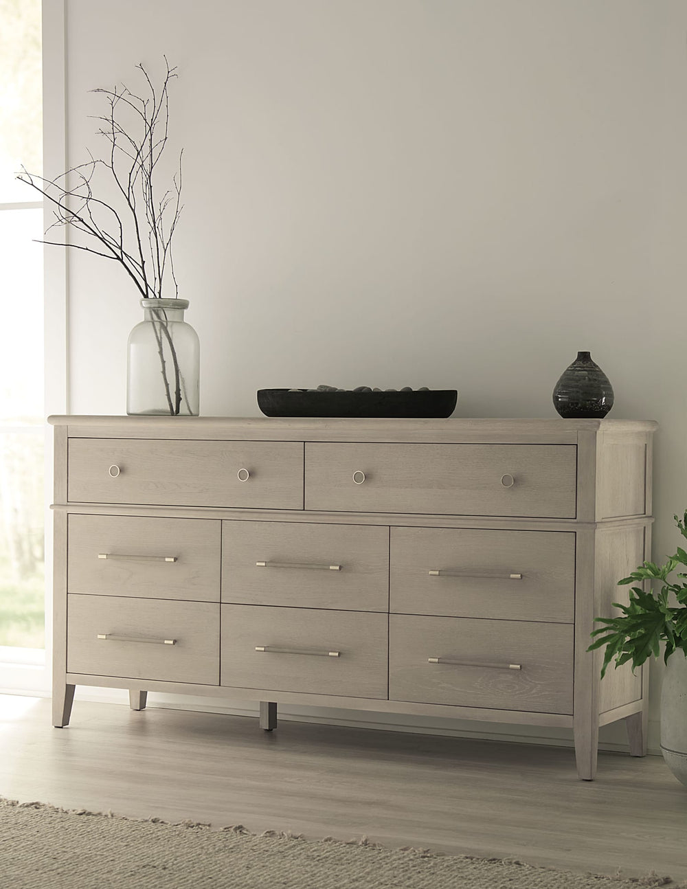Carrington Eight Drawer Oak Wood Dresser in Chai