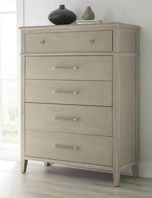 Carrington Five Drawer Oak Wood Chest in Chai