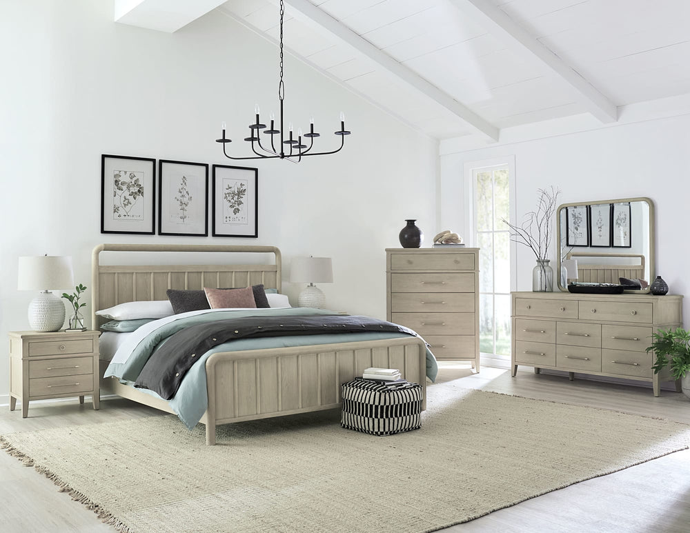 Carrington Five Drawer Oak Wood Chest in Chai - View 4
